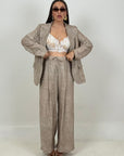 Tailleur CHIARA - Completo effetto lino con giacca monopetto e pantalone
