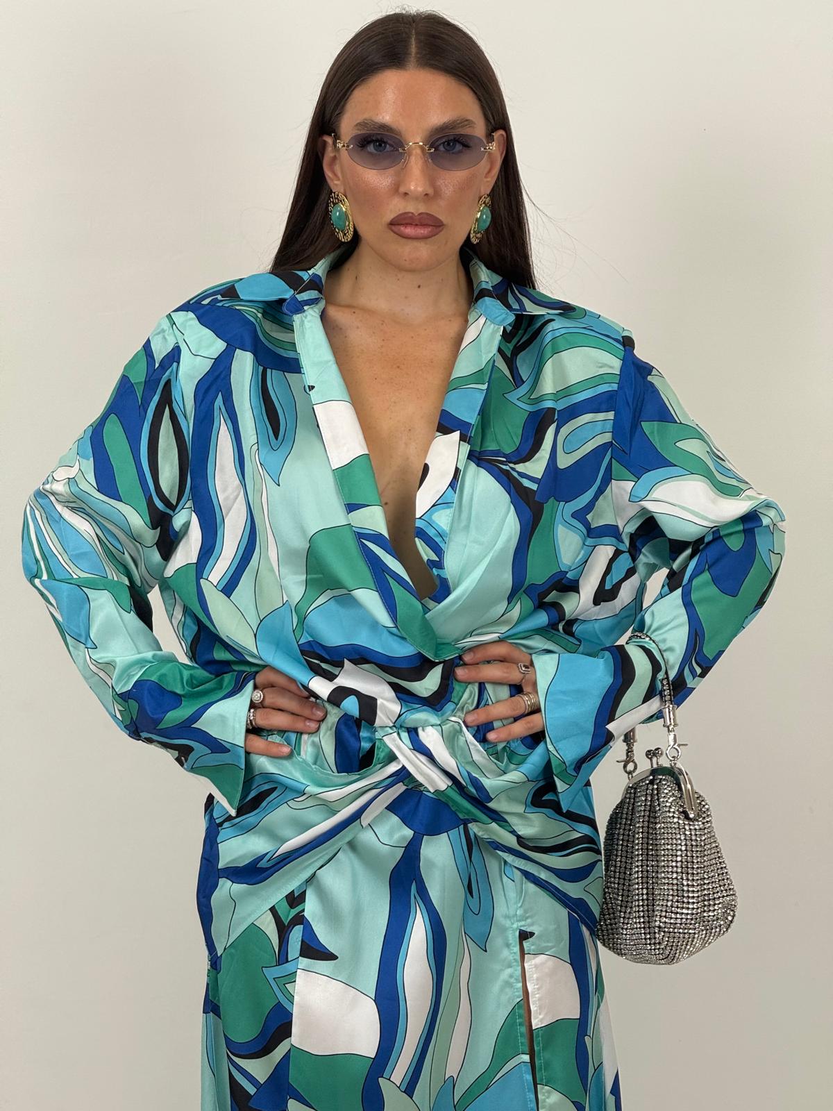 Cordset CELESTE - COMPLETO CAMICIA E GONNA LUNGA - COLLEZIONE CHIC