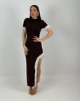 Abito GRACE - Abito lungo con piume- preordine 6-7 giorni