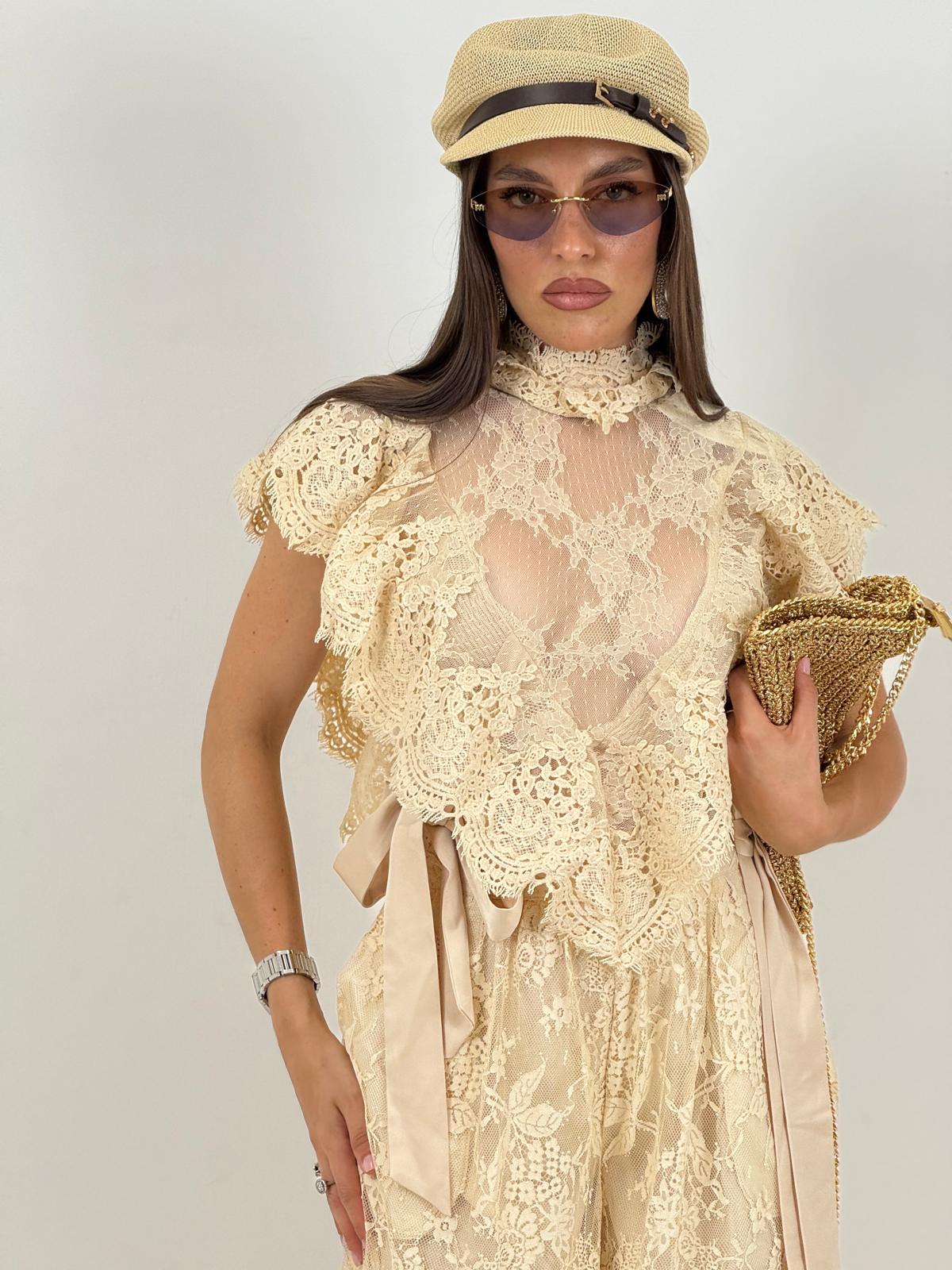 Cordset LADY - Completo maglia e pantalone in pizzo COLLEZIONE CHIC