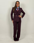 Tailleur DEMETRA - Completo sartoriale 3 pezzi - Panciotto, pantalone palazzo e Giacca doppiopetto con bottoni dorati