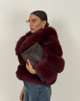 Pelliccia in volpe rossa N66 - Con collo sciallato - Bomber in volpe rossa con inserti in pelle nero