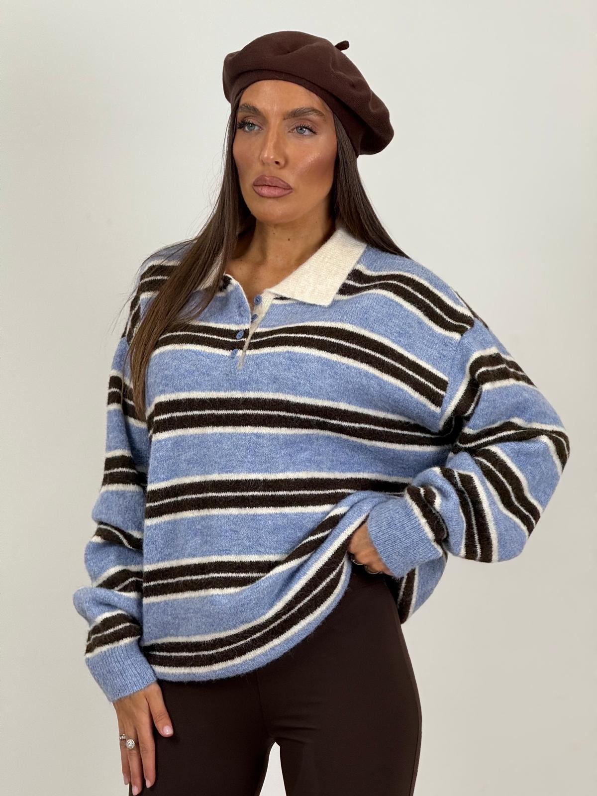 SALDO maglia a righe celeste