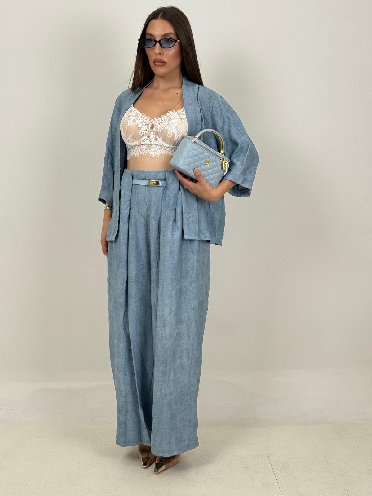 Tailleur TONIA - Completo effetto lino con giacca a kimono e pantalone