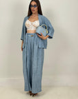 Tailleur TONIA - Completo effetto lino con giacca a kimono e pantalone