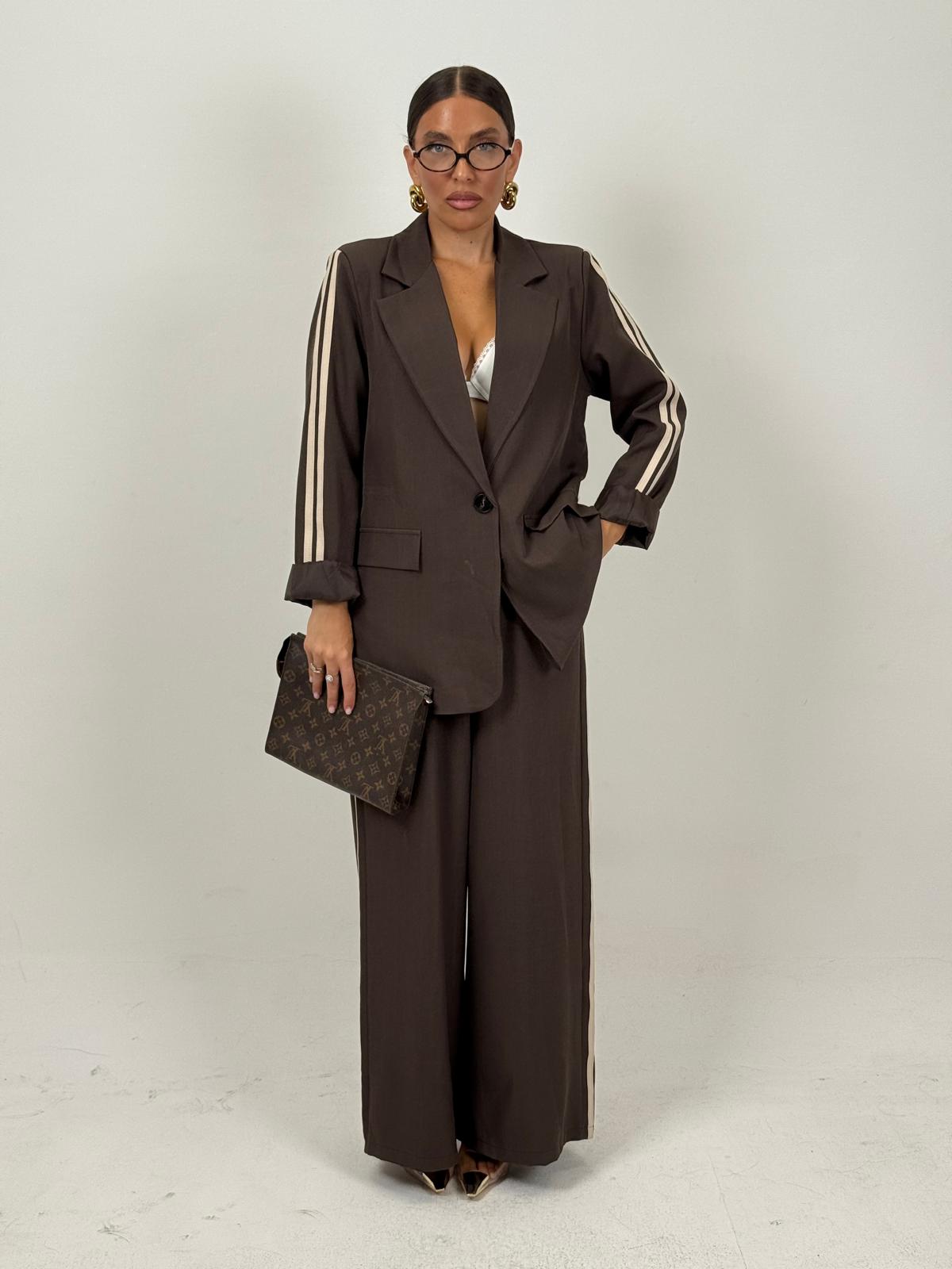 SALDO Tailleur BARCELLONA - giacca over con pantalone palazzo con riga laterale