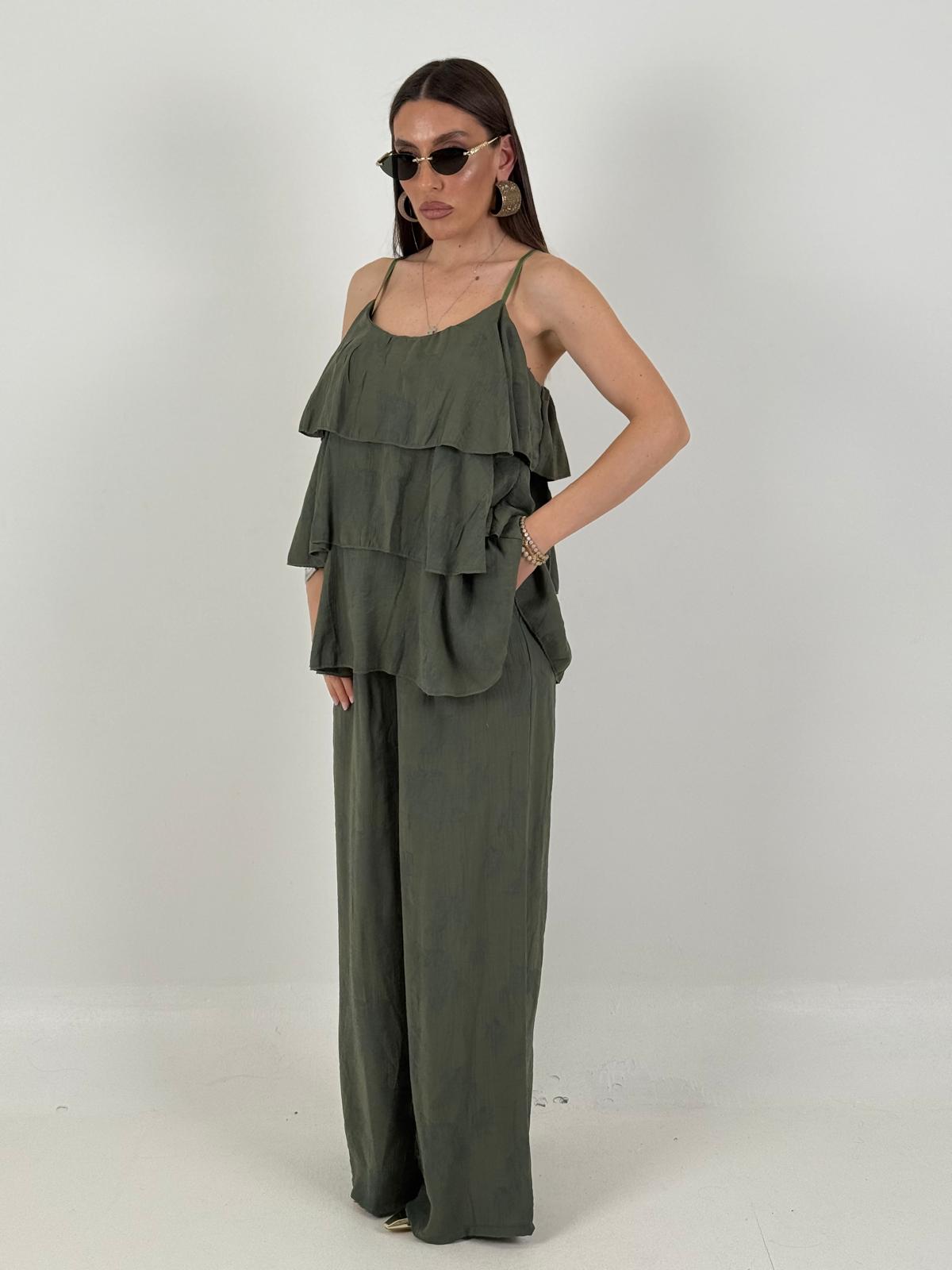 Cordset ELISA - Completo blusa con rouche e pantalone