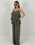 Cordset ELISA - Completo blusa con rouche e pantalone