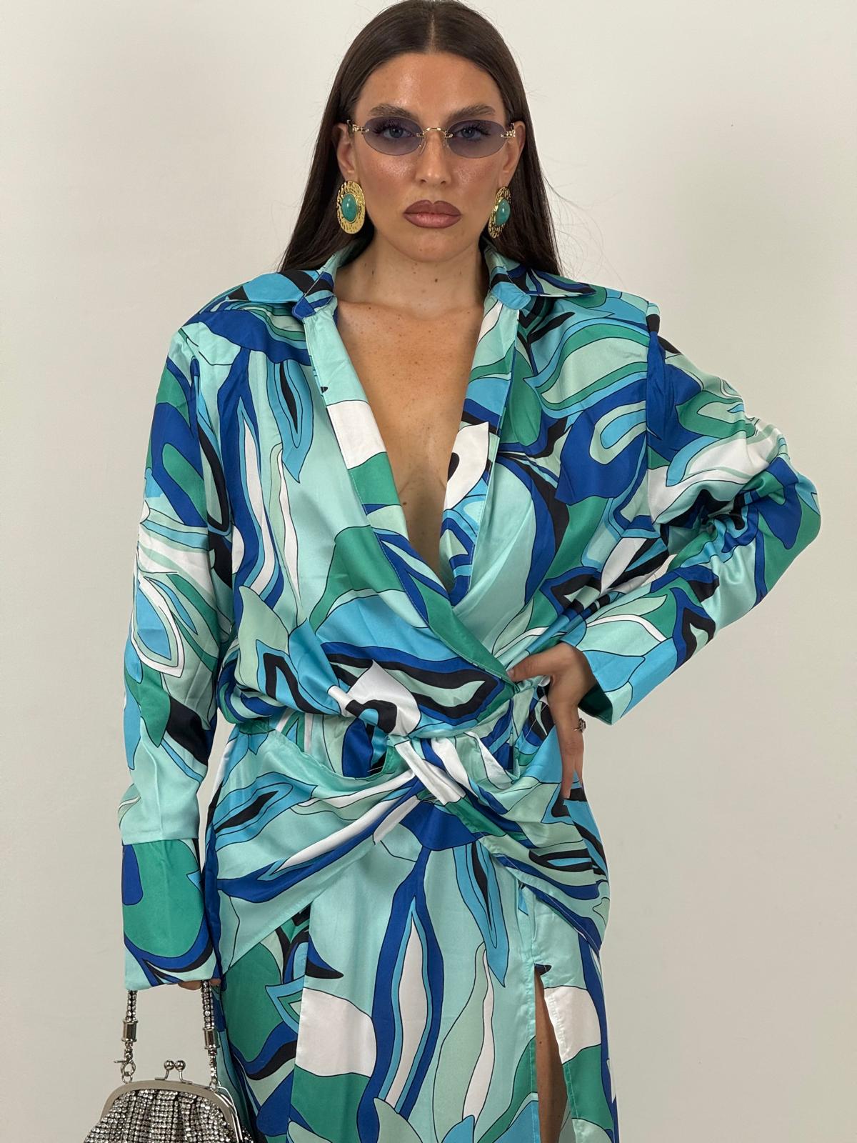 Cordset CELESTE - COMPLETO CAMICIA E GONNA LUNGA - COLLEZIONE CHIC