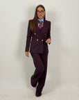 Tailleur DEMETRA - Completo sartoriale 3 pezzi - Panciotto, pantalone palazzo e Giacca doppiopetto con bottoni dorati