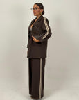 SALDO Tailleur BARCELLONA - giacca over con pantalone palazzo con riga laterale