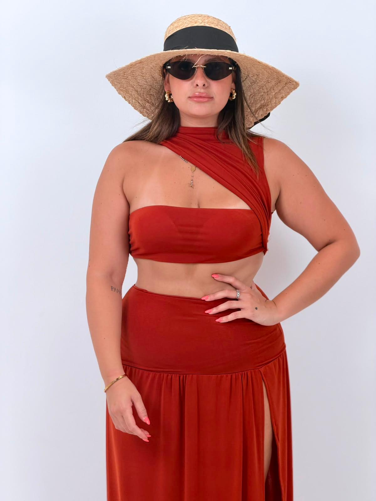 CURVY Cordset TROPEA - COMPLETO TOP E GONNA CON SPACCO