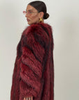 Pelliccia in volpe rossa N67 con sfumature nere - Cappotto in volpe rosso