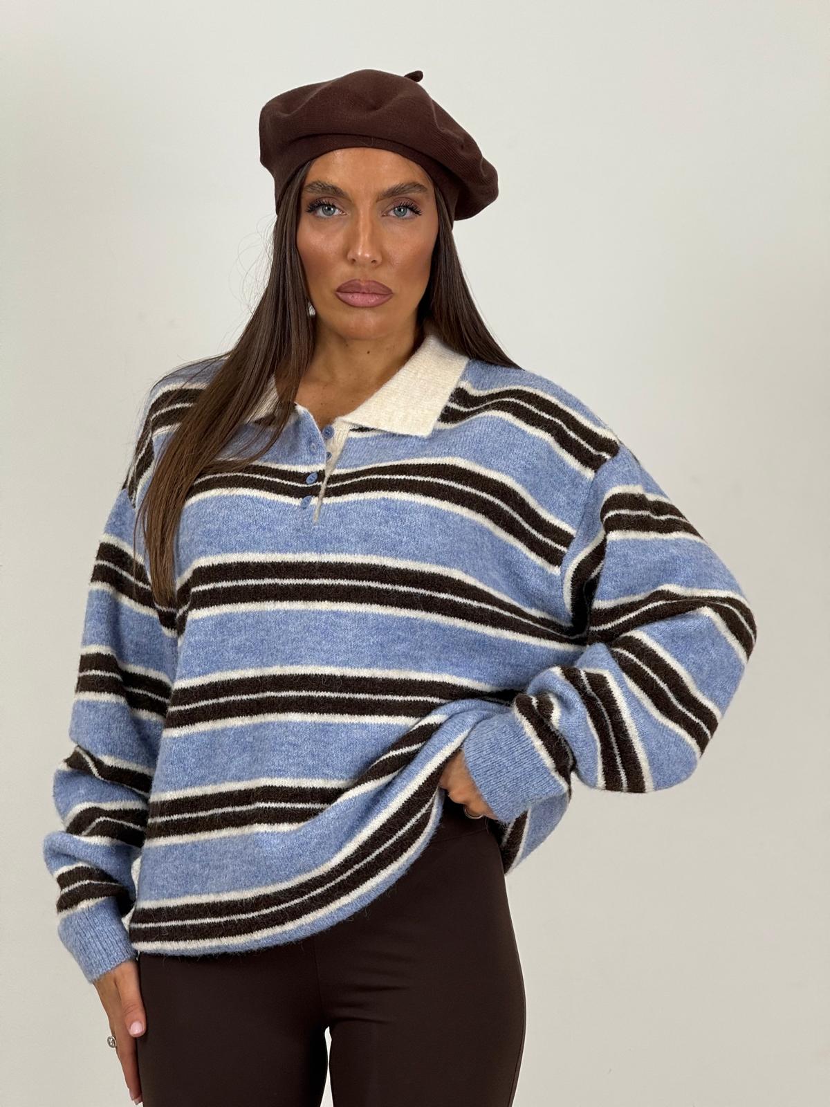SALDO maglia a righe celeste