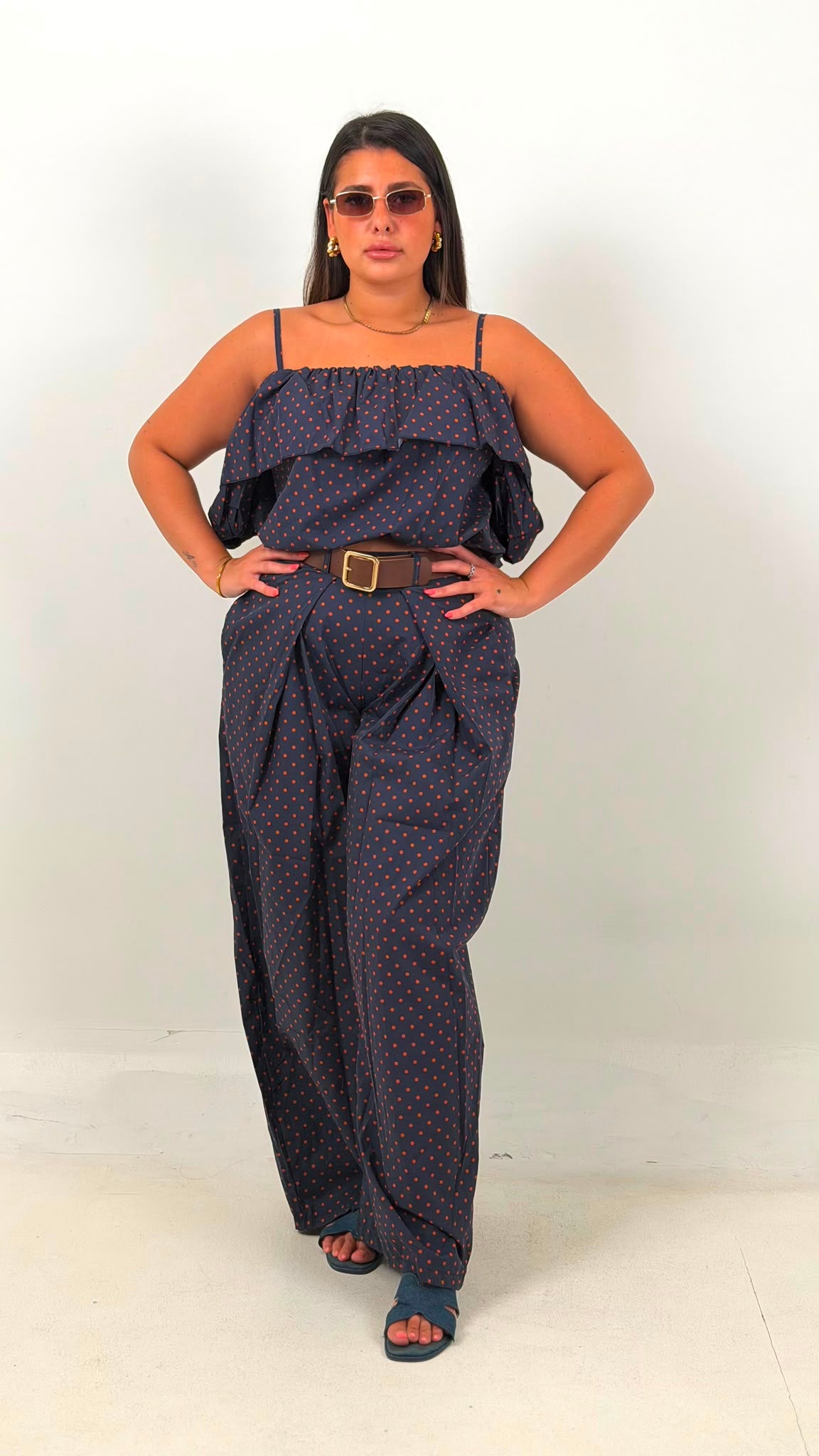 CURVY Cordset CARMELITA - Completo top e pantalone pois