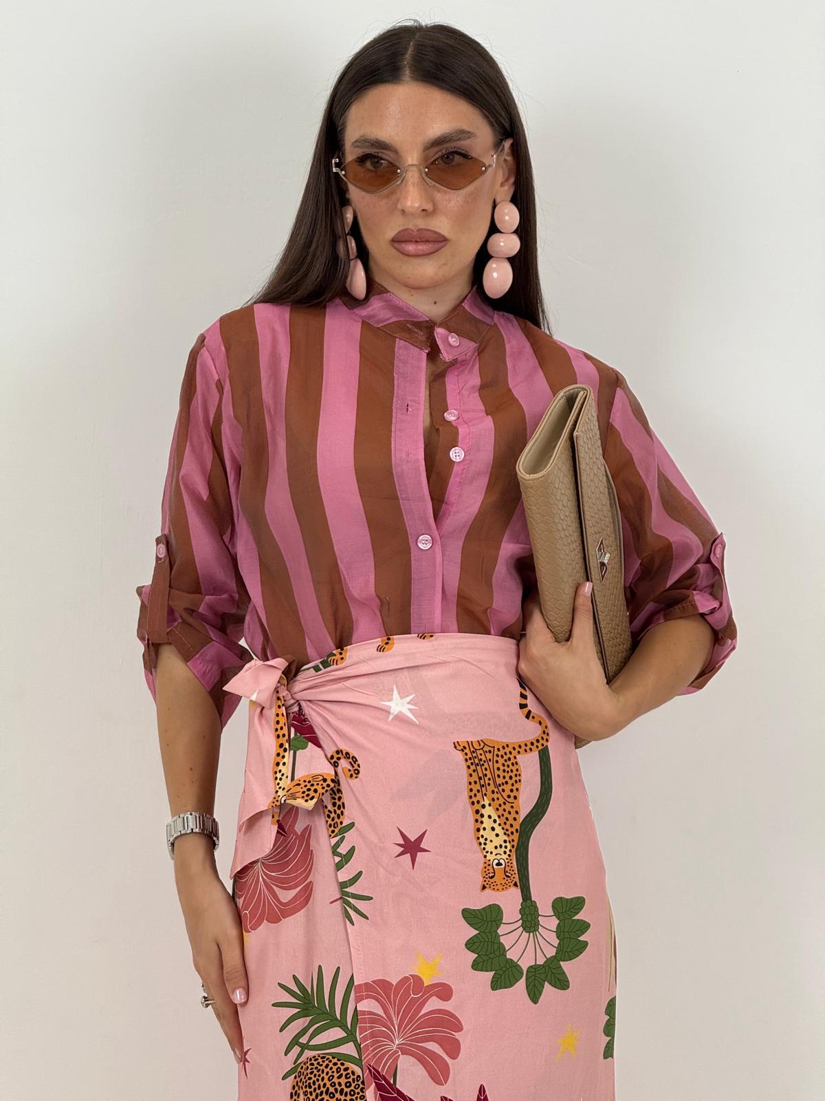 Camicia a righe ROSA&amp;MARRONE