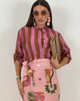Camicia a righe ROSA&MARRONE