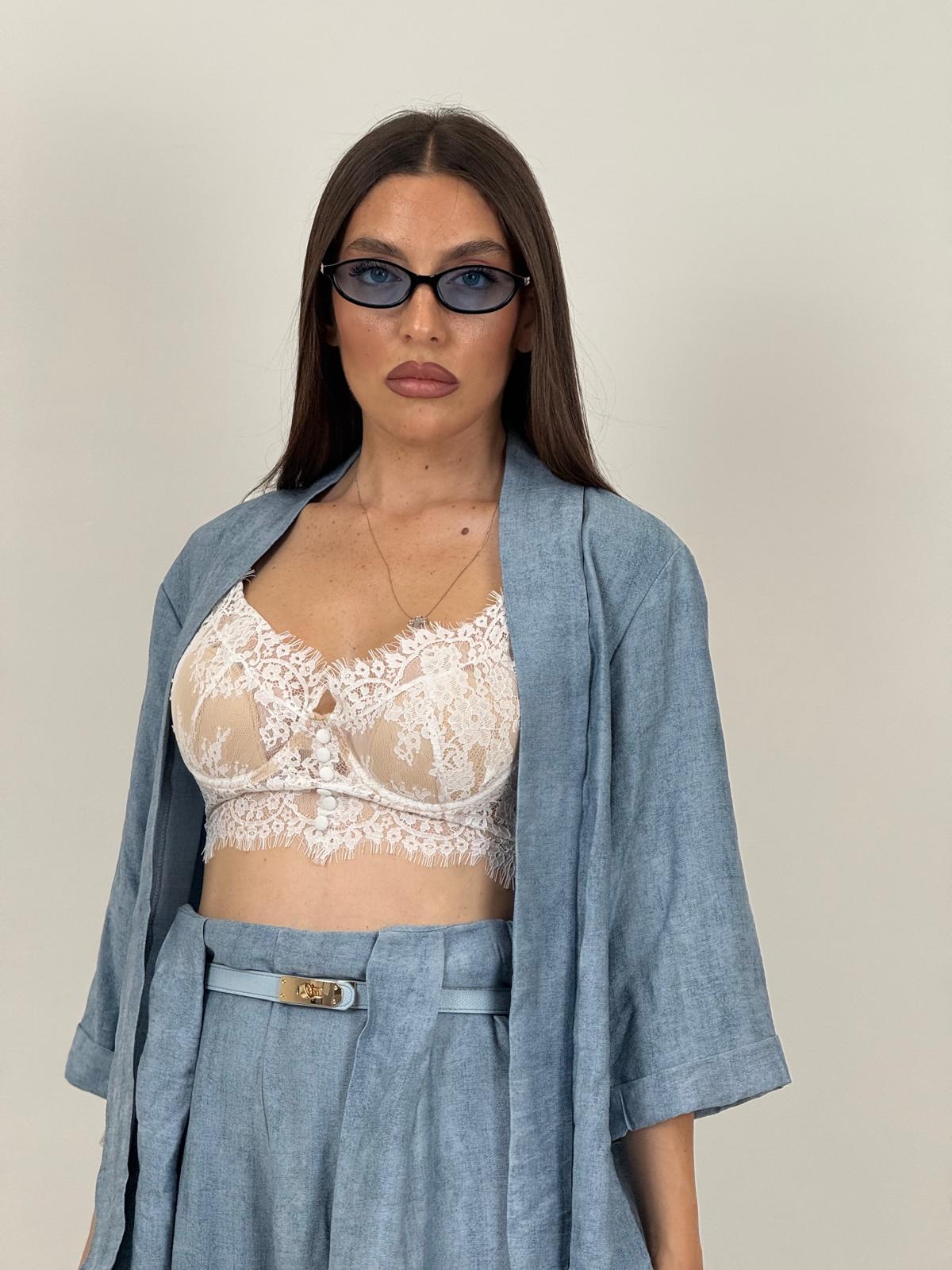 Tailleur TONIA - Completo effetto lino con giacca a kimono e pantalone