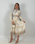 SALDO Abito RENEE - ABITO A FANTASIA CON CINTURA COLLEZIONE CHIC