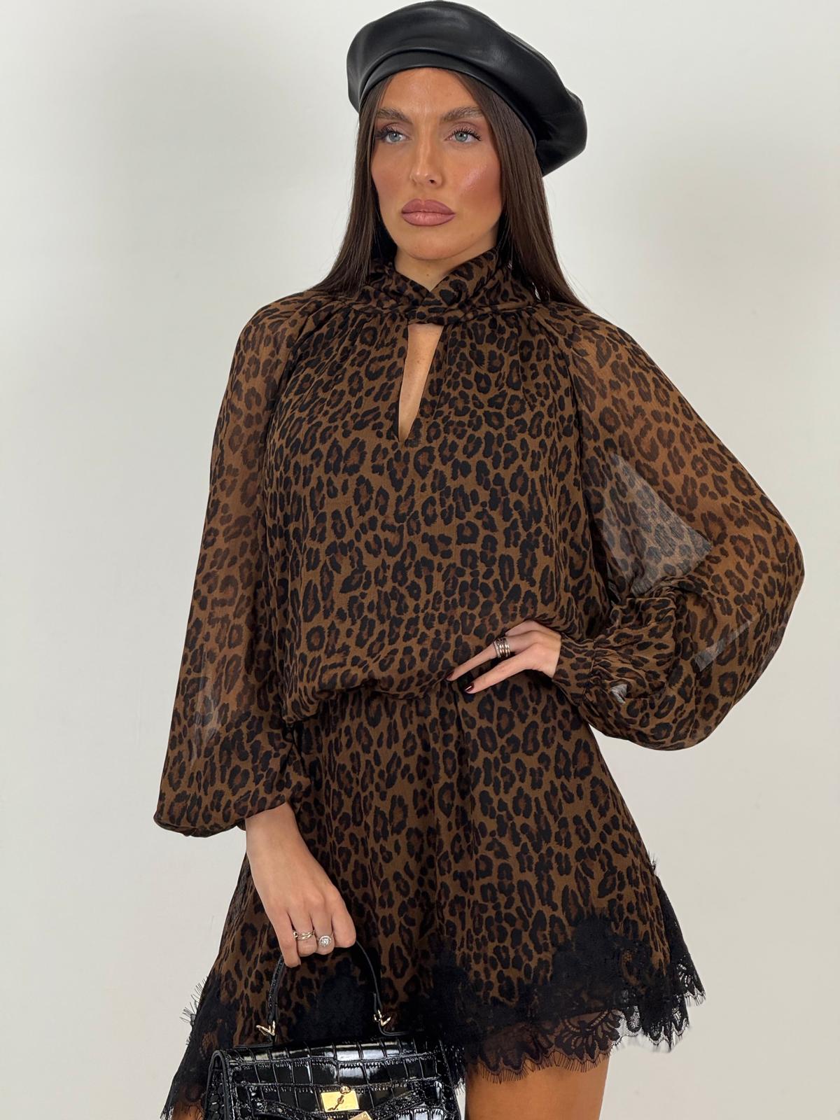 Abito CLARA corto fantasia leopardata Lumina
