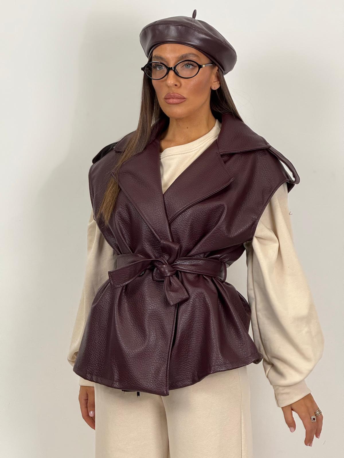 Gilet SABRY in ecopelle con cintura
