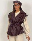 Gilet SABRY in ecopelle con cintura