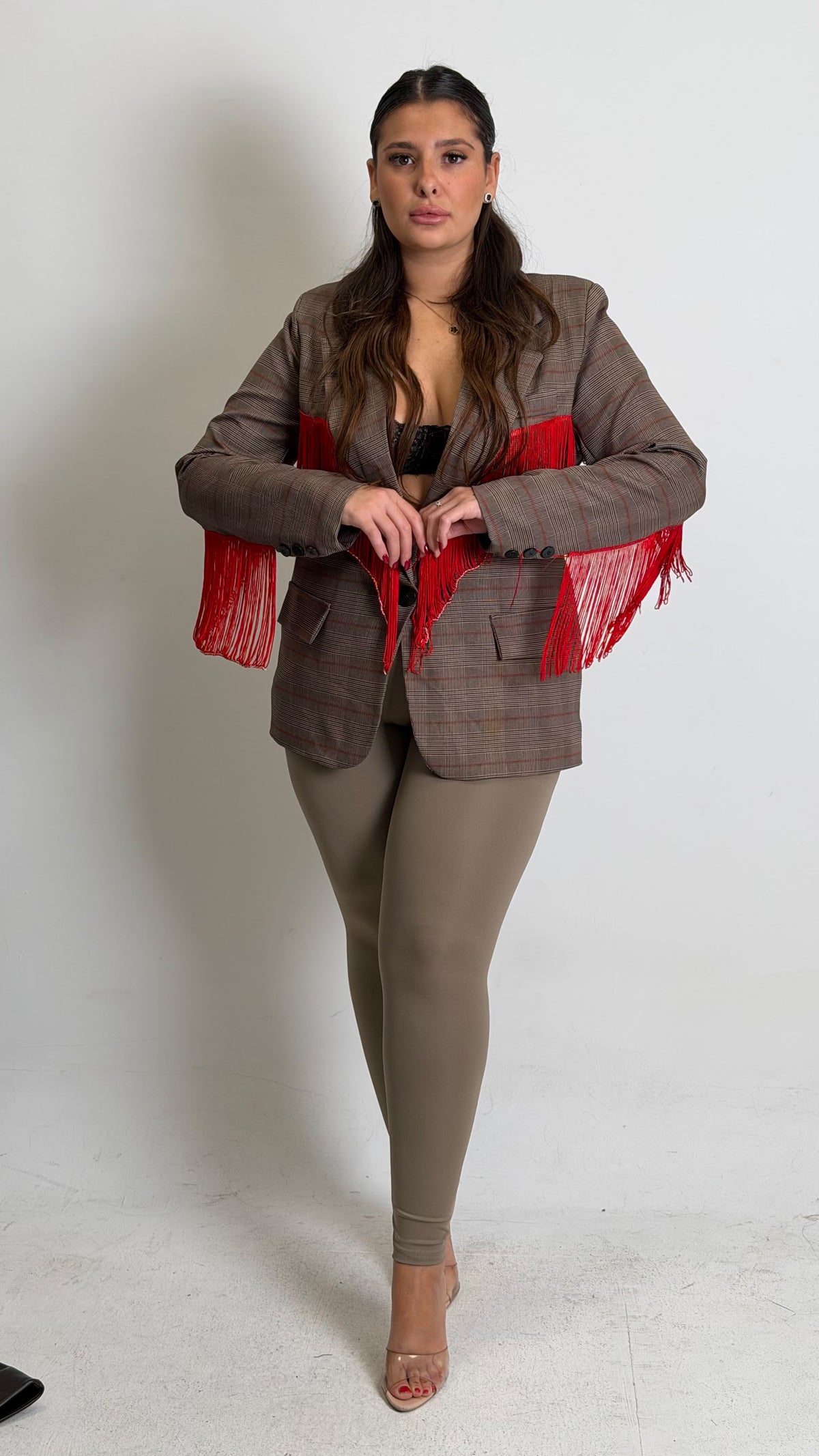 CURVY Giacca FLORA con frange