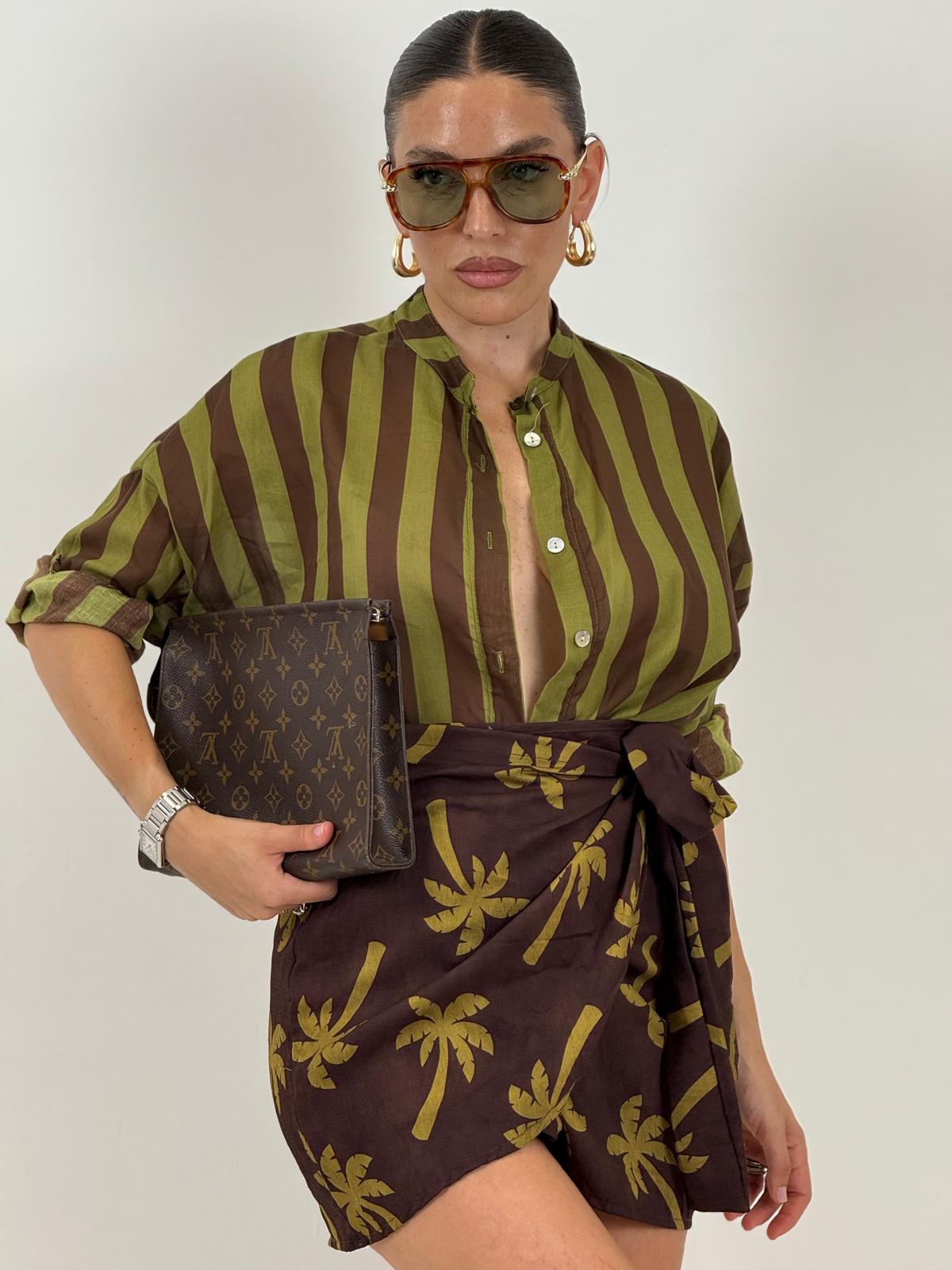 Camicia a righe MARRONE&amp;VERDE