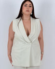 CURVY Tailleur KESSY - Tailleur sartoriale con giacca modello smanicato e pantalone palazzo