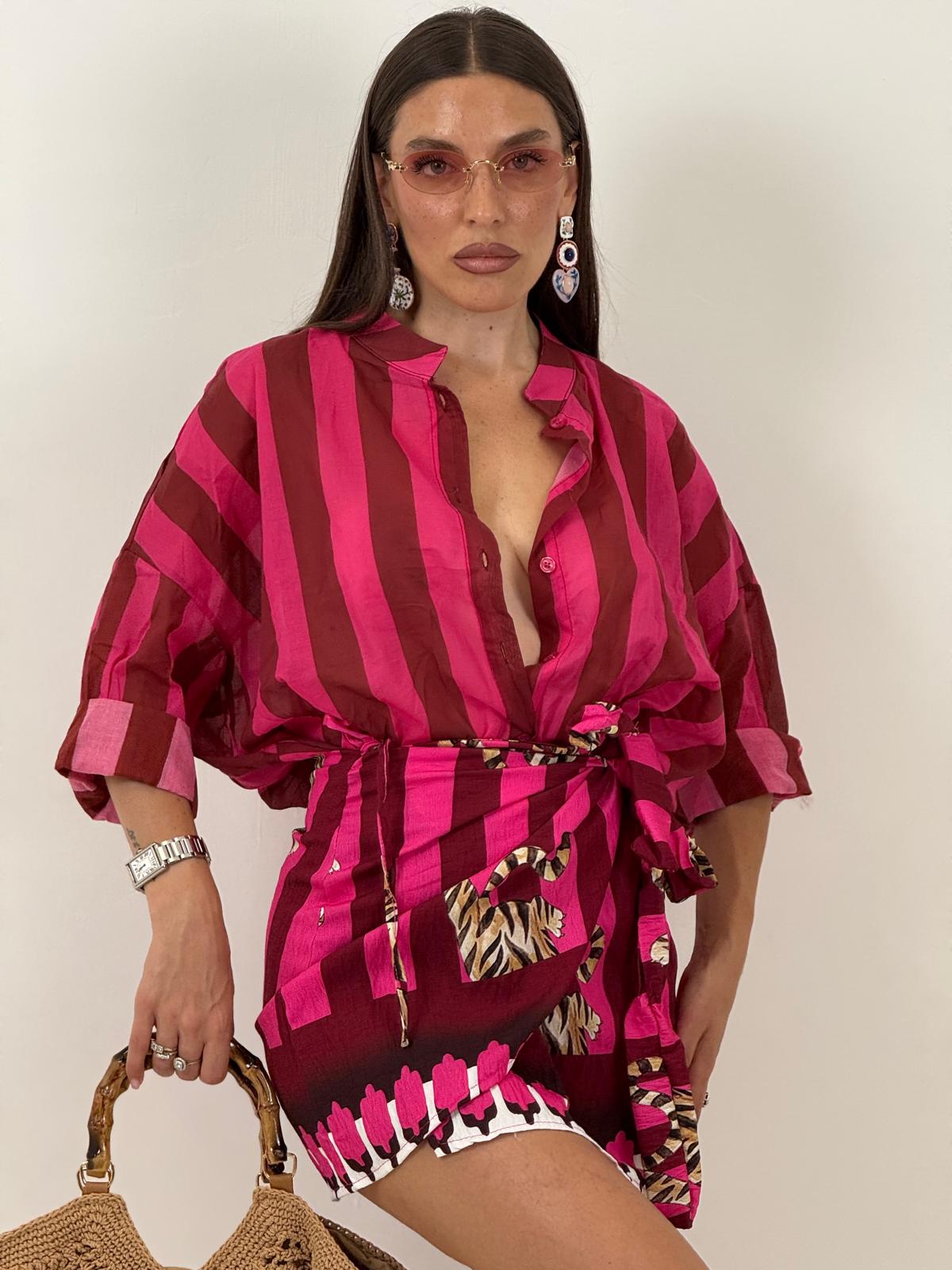 Camicia a righe FUCSIA&amp; BORDEAUX