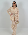 Tailleur CLELIA - COMPLETO tre pezzi giacca con cintura ,top e pantalone in pizzo
