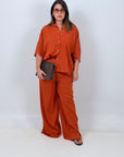 CURVY Cordset JOSEPHINE - Completo camicia e pantalone 55%lino e 45%cotone