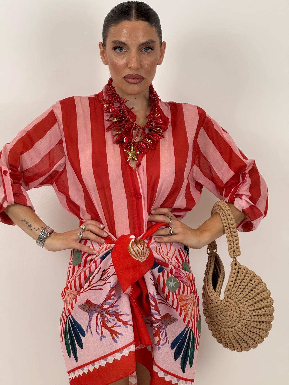 Camicia a righe Rosa&amp;rosso