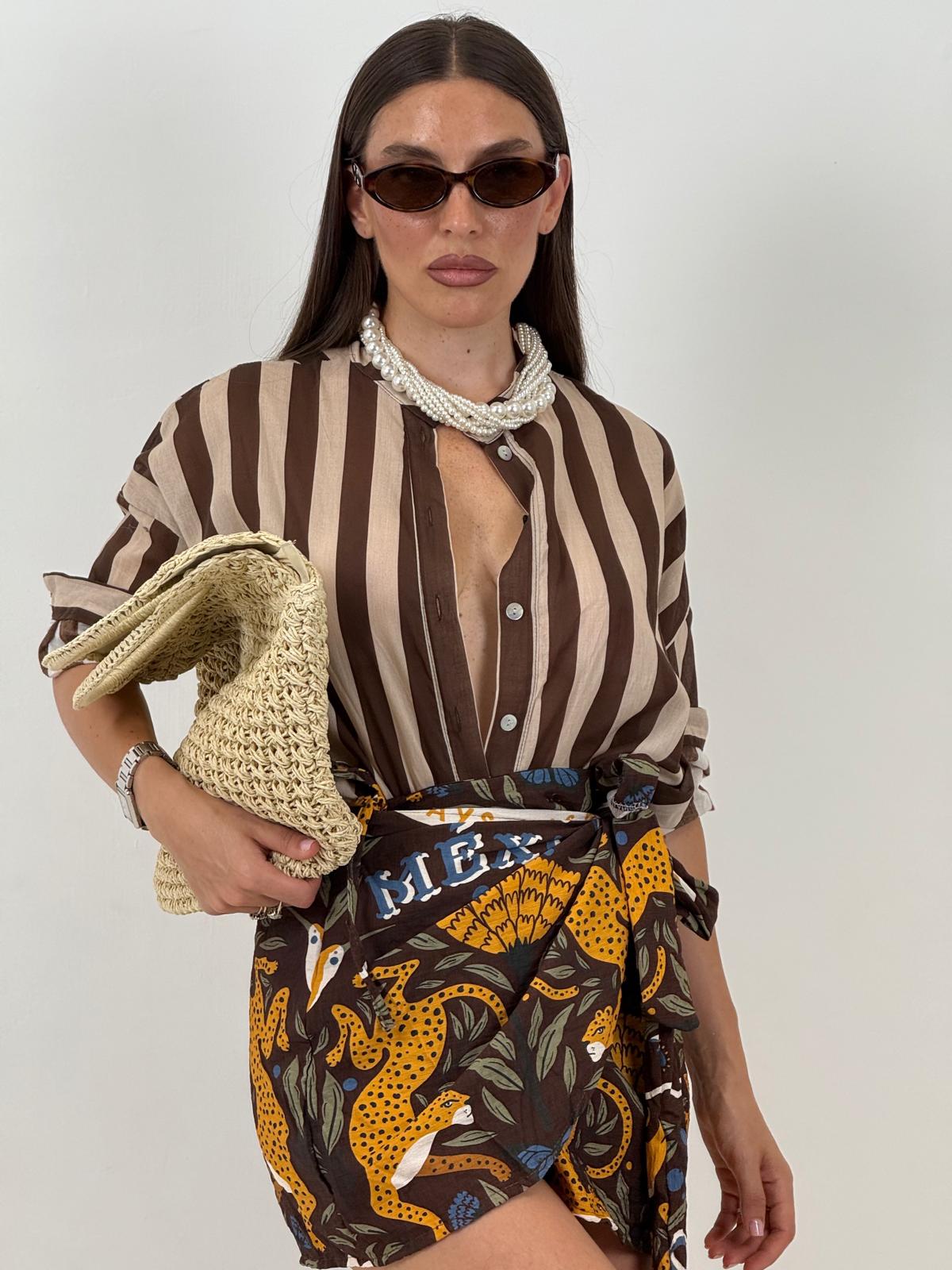 Camicia a righe CREMA&amp; MARRONE