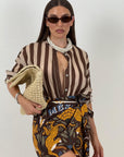 Camicia a righe CREMA& MARRONE