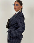 Tailleur ENRICA - COMPLETO GIACCA CON CINTURA E PANTALONE GESSATO