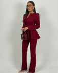 Tailleur Asia -  Completo tre pezzi - giacca pantalone e top - giacca con rouche e pantalone palazzo