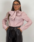 Camicia a righe con mega fiocco