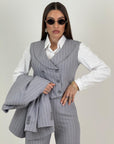 Tailleur Swami - Tailleur sartoriale tre pezzi top giacca e pantalone gessato