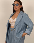 Tailleur CHIARA - Completo effetto lino con giacca monopetto e pantalone