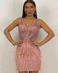Abito DALIDA - Abito corto con piume e Swarovski