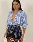 Camicia a righe CELESTE