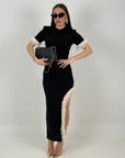 Abito GRACE - Abito lungo con piume- preordine 6-7 giorni