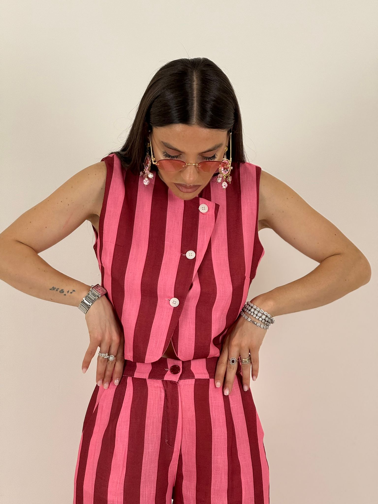 Cordset POGGY - Completo gilet corto e pantalone