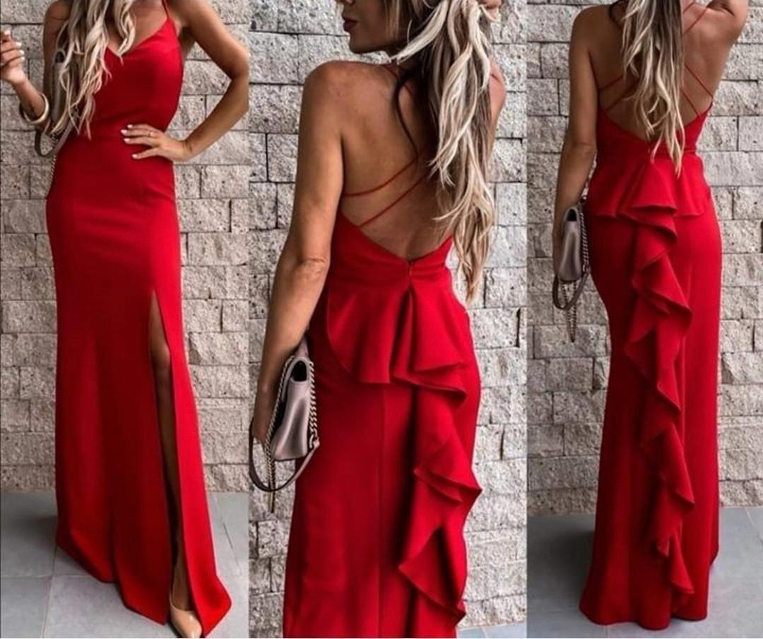 Abito lungo a sirena con rouche sulla parte anteriore - Jiumir