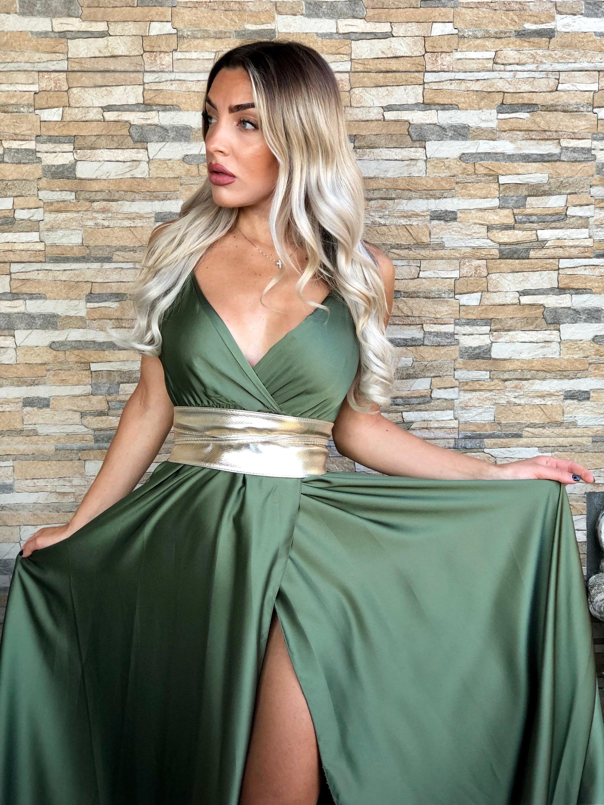 Cintura in pelle dorata lucida - Jiumir