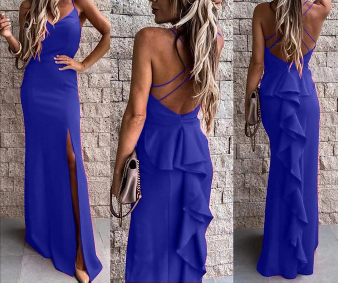 Abito lungo a sirena con rouche sulla parte anteriore - Jiumir