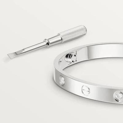 Bracciale a manetta modello cartier con Swarovski - misura unica - argento - Jiumir